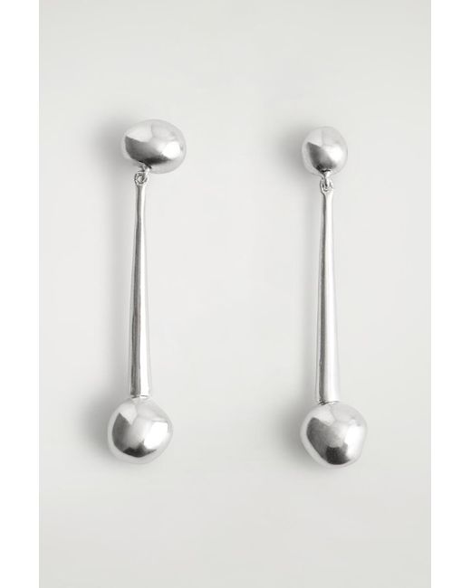COS White Sphere Drop Earrings