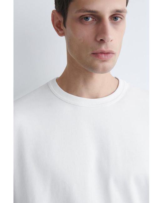 COS White Relaxed Jersey Interlock Long-sleeved T-shirt for men