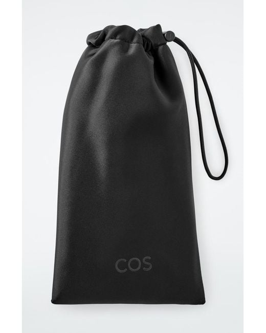 COS Black Slim Rectangular Sunglasses