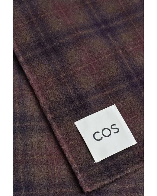 COS Red Checked Split Wool Scarf for men