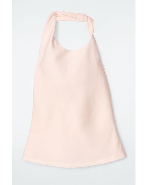 COS Pink Twist-detail Linen-blend Top