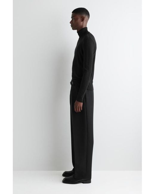 COS Black Slim Wool-Jersey Roll-Neck Top for men