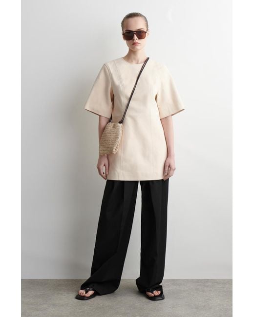 COS White Drawstring Phone Pouch - Straw In Beige