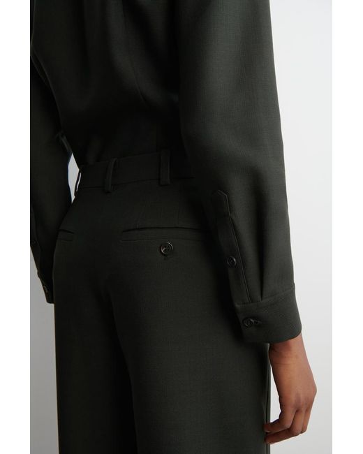 COS Green Cropped Wool Barrel-Leg Pants