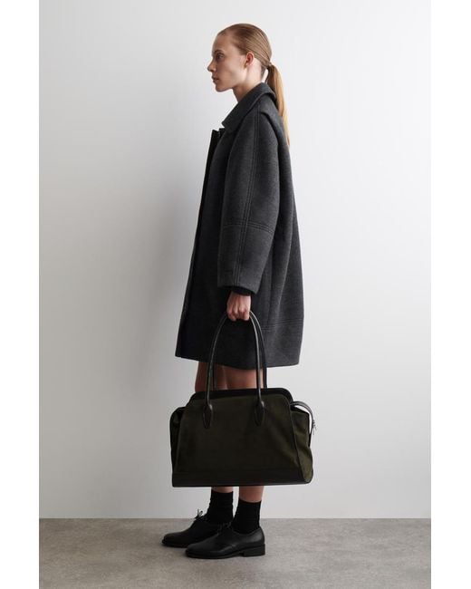 COS Black Sculpted Wool Coat