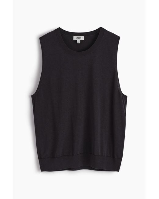 COS Black Relaxed Knitted Silk Vest for men