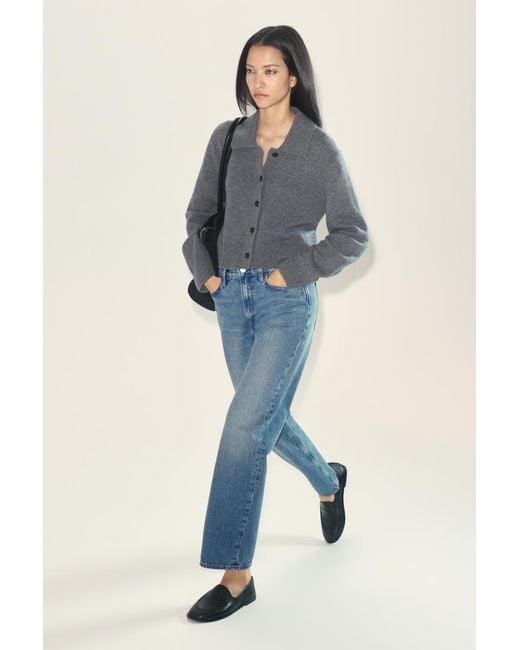 COS Blue Collared Merino Wool Cardigan