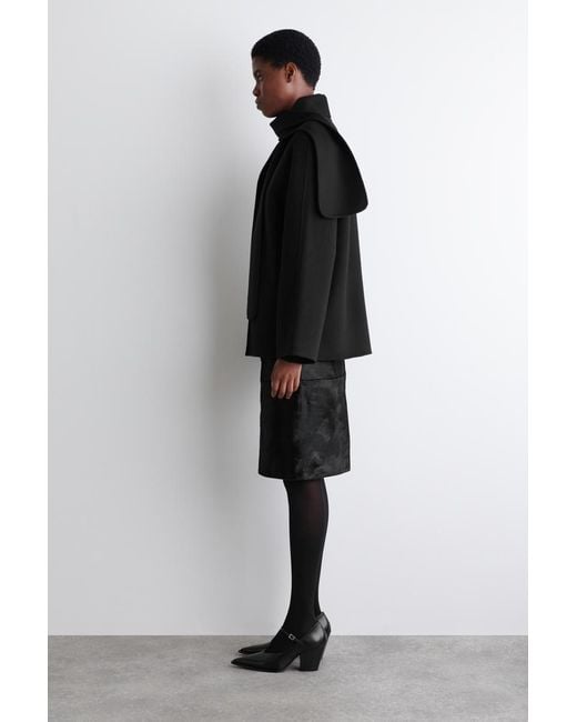 COS Black Double-Faced Wool Scarf Short Jacket