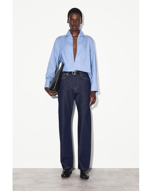 COS Blue Longline Cotton Shirt