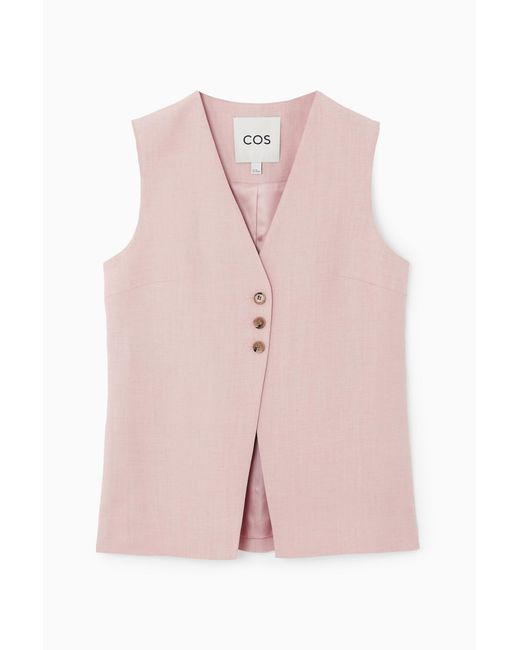 COS Pink Longline Linen-blend Vest