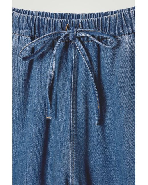 COS Blue Barrel-Leg Denim Drawstring Trousers