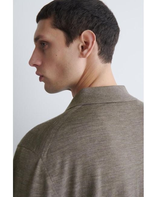 COS Brown Knitted Merino Wool Shirt for men