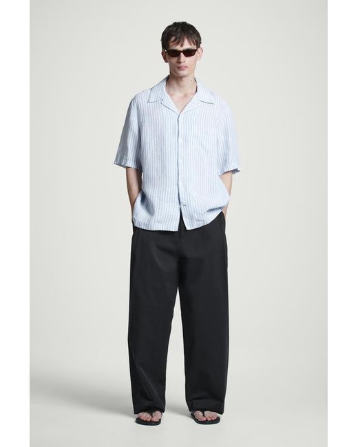 COS Blue Camp-collar Linen Shirt for men
