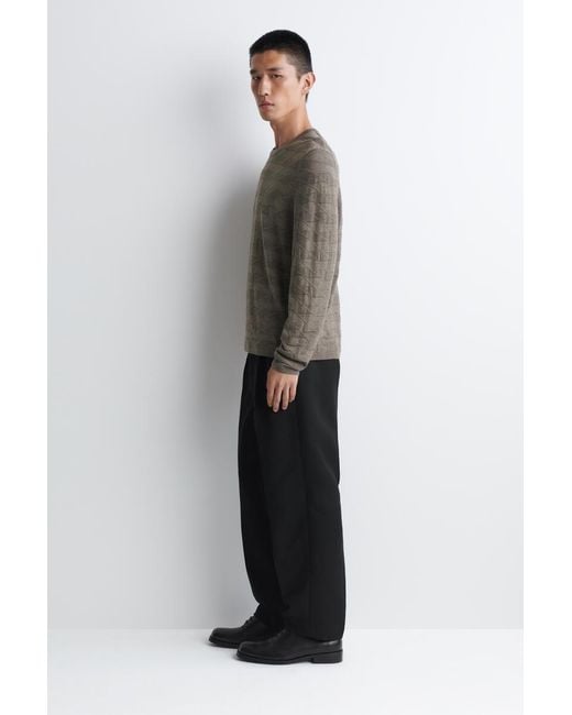 COS Brown Geometric-Knit Merino Wool Jumper for men