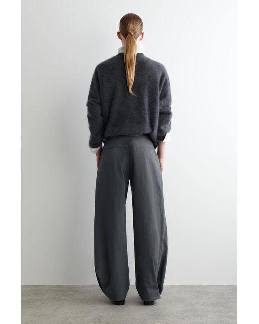 COS Gray Pima Cotton Barrel-Leg Pants
