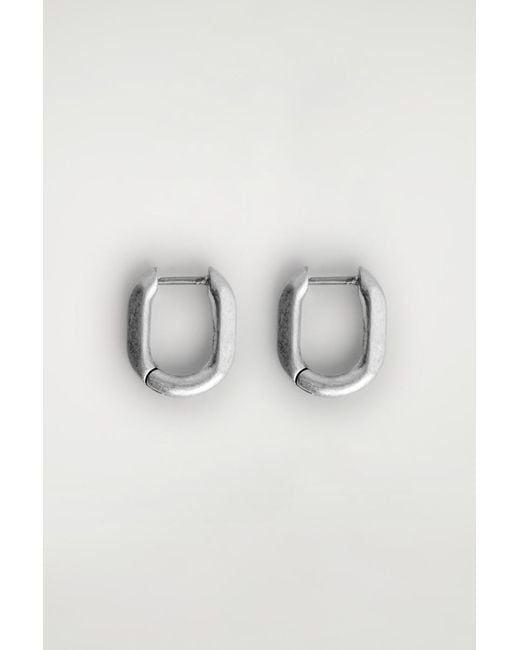 COS Gray Faceted Huggie Hoop Earrings for men