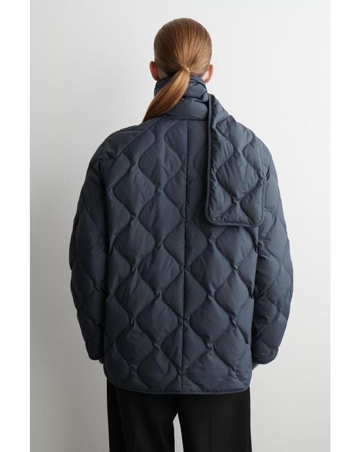 COS Blue Scarf Detail Quilted Liner Jacket