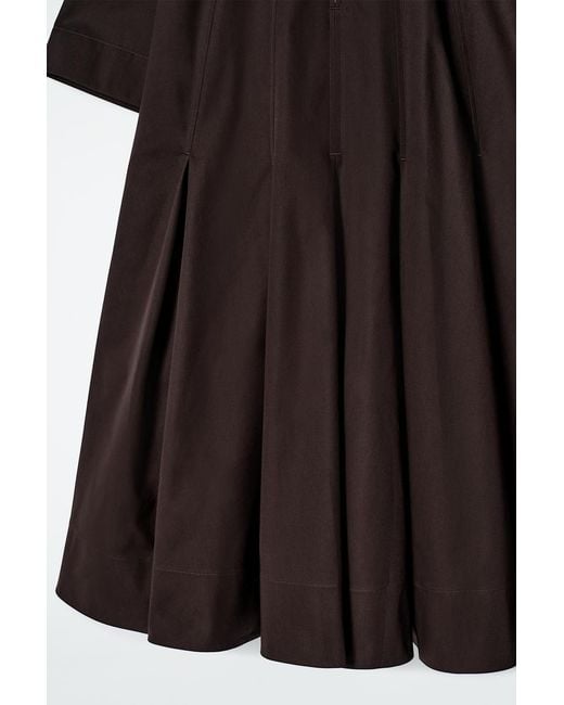 pleated twill zip-up mini dress COS Pleated Zip-Up Cotton Mini Dress in Black