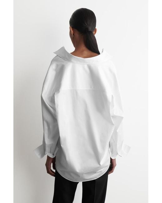 COS White Open-Collar Cotton Shirt