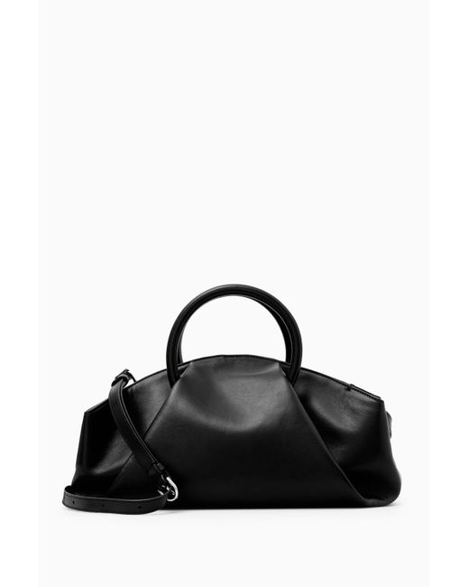 COS Black Fold Shoulder Bag - Leather