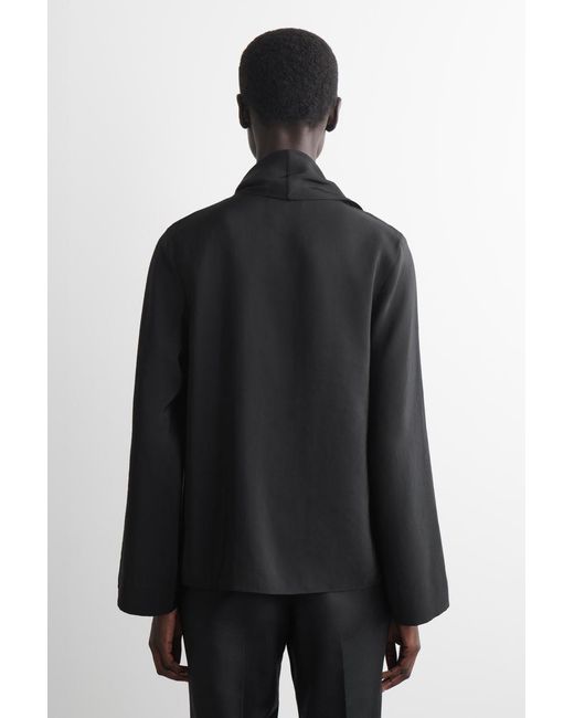 COS Black Ruffled Draped Blouse