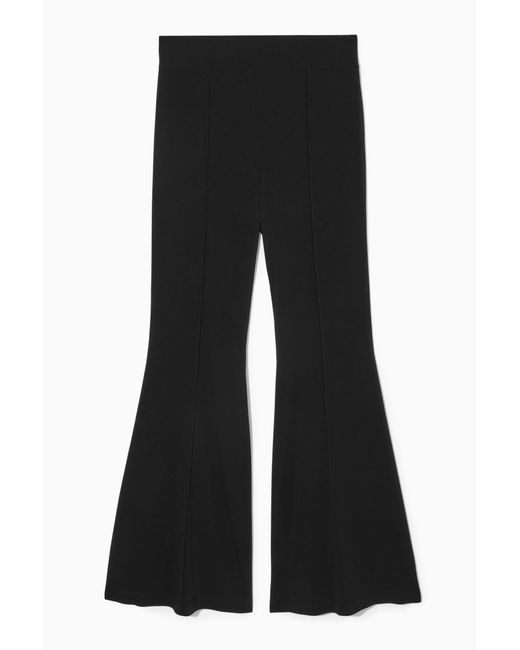 COS Black Pintucked Flared Trousers