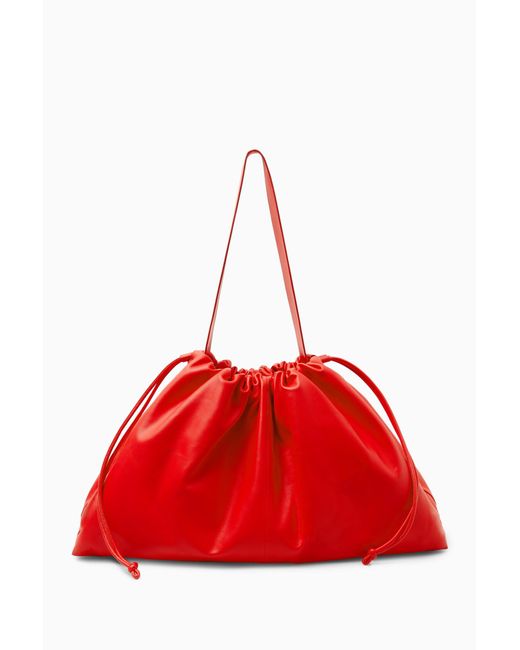 COS Red Cavatelli Oversized Clutch - Leather