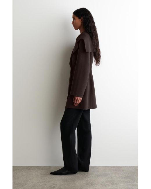 COS Black Sculpted Double-Faced Wool Short Coat