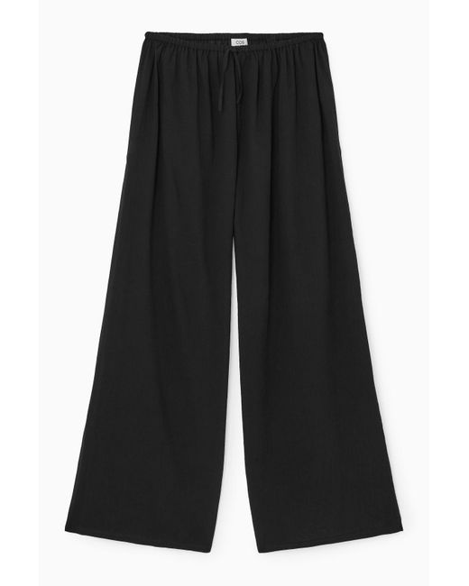 COS Black Semi-sheer Drawstring Pants