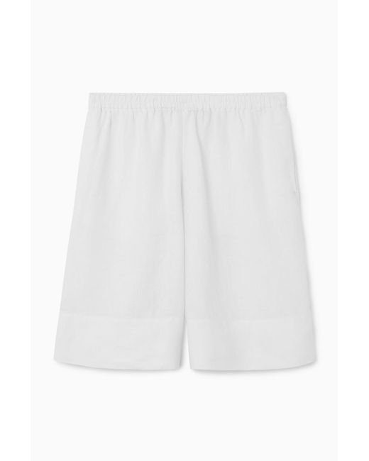 COS White Elasticated Linen Shorts