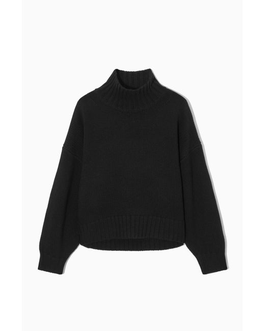 COS Black Chunky Pure Cashmere Turtleneck Sweater