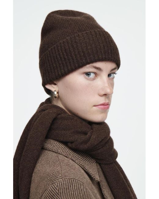 COS Brown Pure Cashmere Beanie