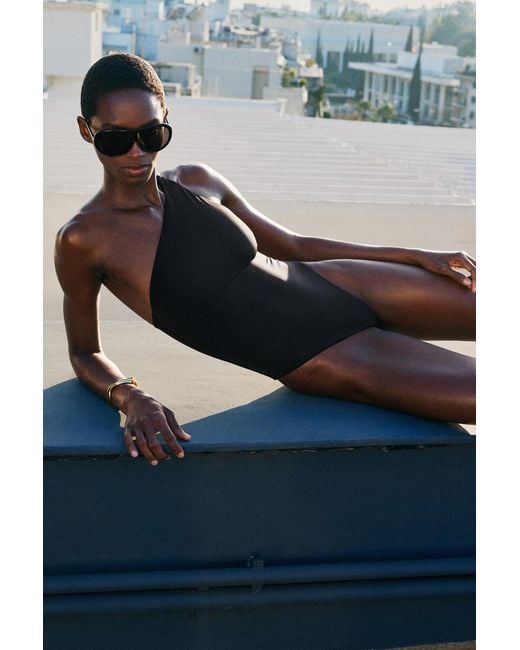 COS Black Asymmetric Double-Faced Swimsuit