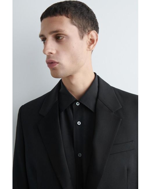 COS Black Satin-Collar Wool Blazer for men