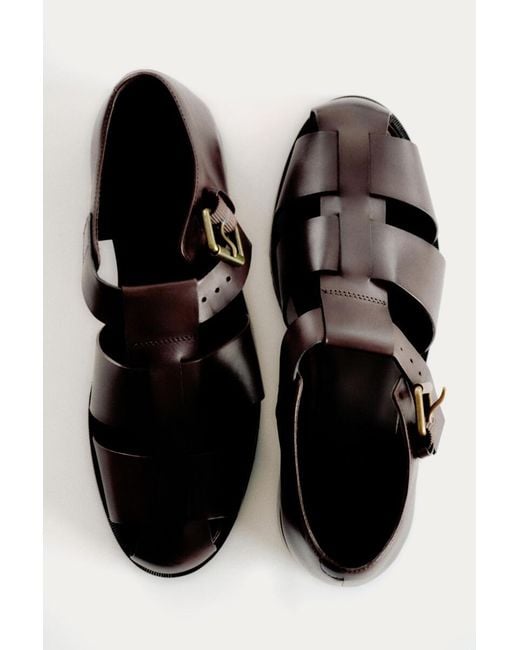 COS White Leather Fisherman Sandals for men