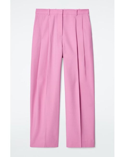 COS Pink Relaxed Twill Wide-leg Trousers