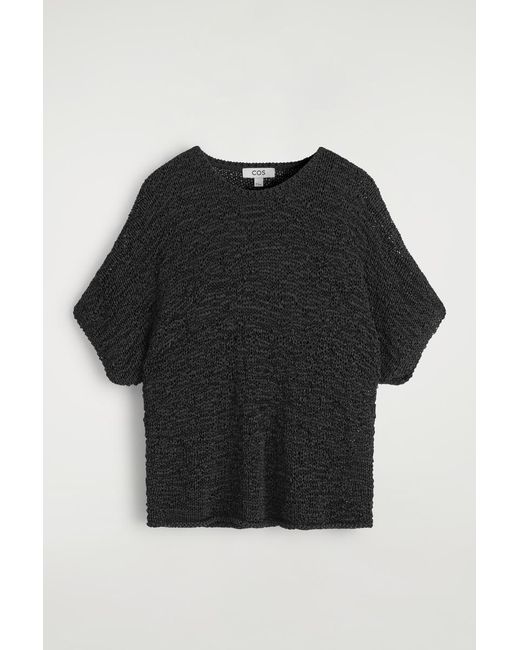 COS Black Textured Open-Knit Top