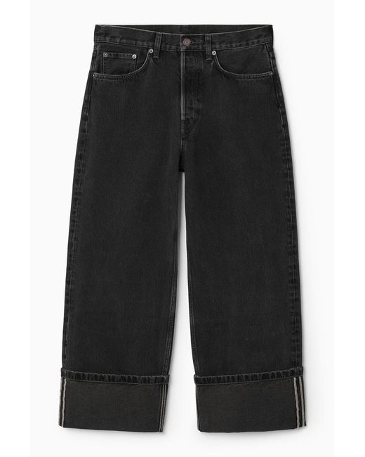 COS Black Facade Jeans Mit Umschlag - Gerades Bein