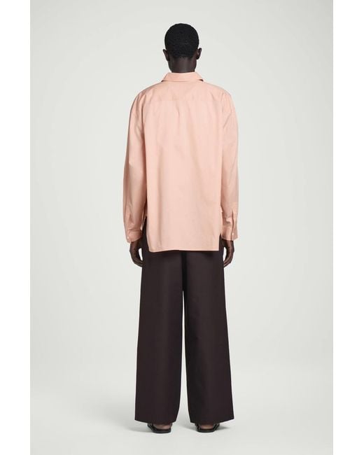 COS Wide Oversized Cotton Oxford Shirt In Orange for men