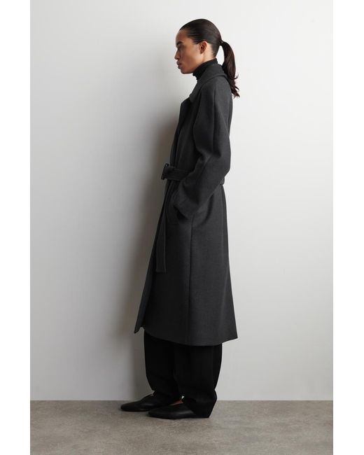 COS Black Tailored Belted Wool-Twill Coat