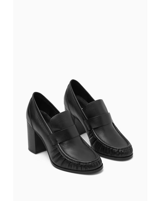 COS Black Heeled Leather Loafers
