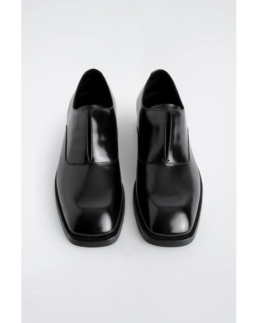 COS Black Square-Toe Leather Oxford Shoes for men