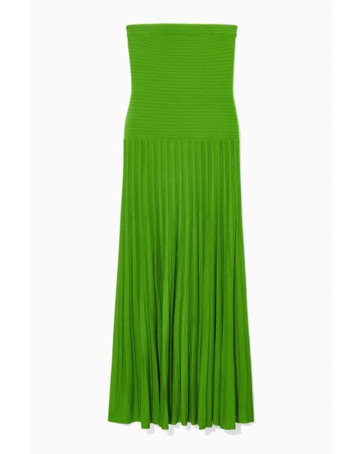 COS Green Knitted Bandeau Maxi Dress