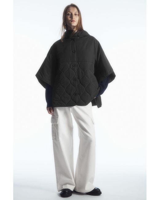 COS Black Hooded Padded Cape