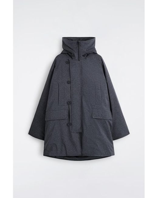COS Blue Technical Hooded Down Parka for men