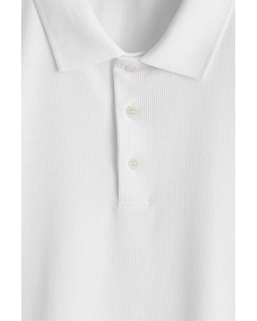 COS White Slim Ribbed Cotton Polo Shirt for men