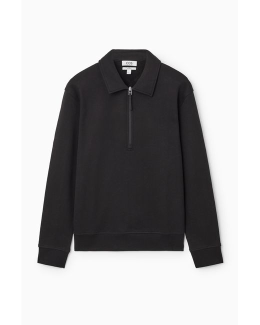 COS Black Collared Half-zip Sweatshirt for men