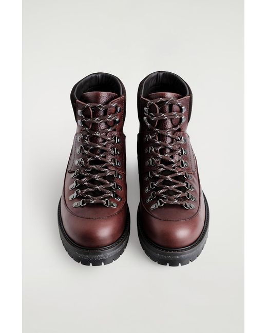 COS Brown Leather Hiking Boots for men