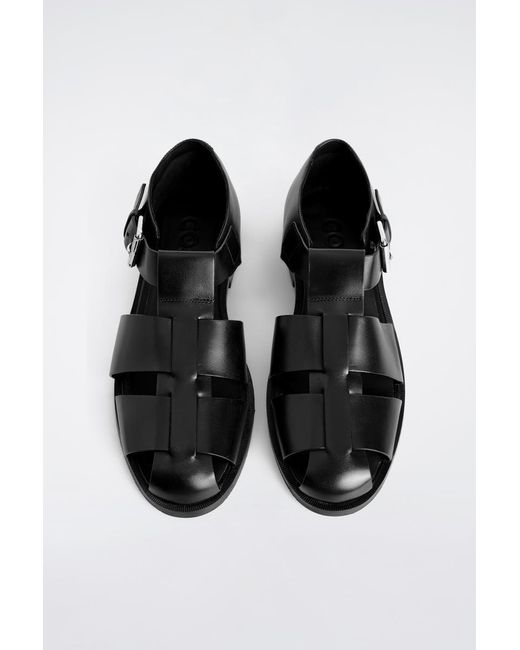COS White Leather Fisherman Sandals for men