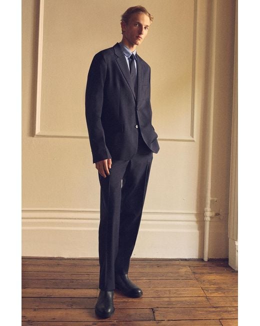 COS Blue Single-Breasted Wool Blazer for men